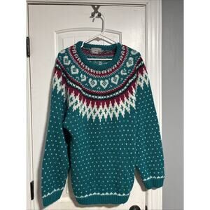 Venezia Jeans Blue & White Christmas Womens 26/28 Fair Isle Sweater